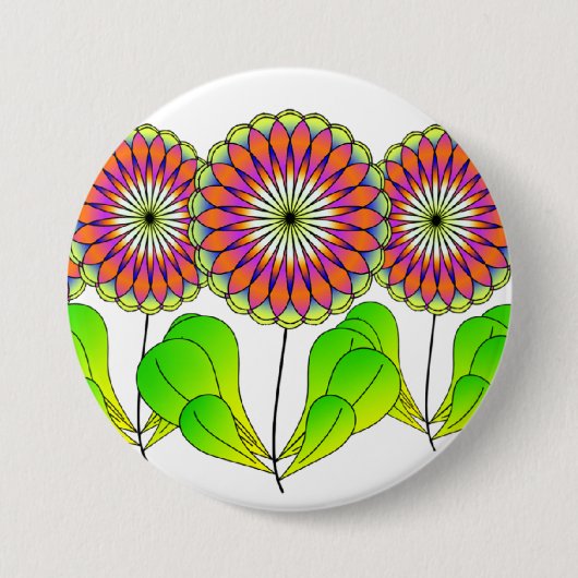 Badge Rond 7,6 Cm Fleurs dans une rangée (Devant)