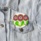 Badge Rond 7,6 Cm Fleurs dans une rangée (En situation)