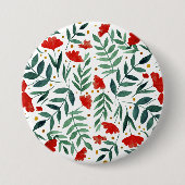 Badge Rond 7,6 Cm Fleurs d'aquarelle de jardin magiques en rouge et (Devant)