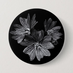 Badge Rond 7,6 Cm Fleurs De jardin En Noir Et Blanc No 11 Bouton