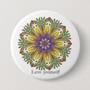 Badge Rond 7,6 Cm Fleurs de mandala aimez-vous