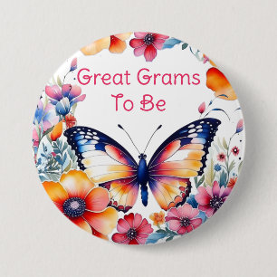 Badge Rond 7,6 Cm Fleurs de papillon Grammes de Baby shower de fille