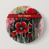 Badge Rond 7,6 Cm Fleurs De Pavot En Aquarelle (Devant)