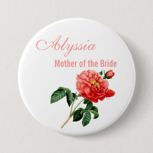 Badge Rond 7,6 Cm Fleurs de rose rouge vintage mère de la mariée
