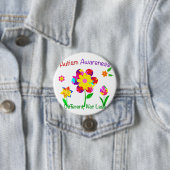Badge Rond 7,6 Cm Fleurs de sensibilisation sur l'autisme (En situation)