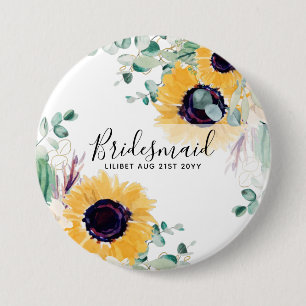 Badge Rond 7,6 Cm Fleurs de soleil personnalisées Présentatrices Cad