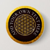Badge Rond 7,6 Cm FLEURS DE VIE - couleur or (Devant)