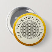Badge Rond 7,6 Cm FLEURS DE VIE - noir doré (Devant & derrière)