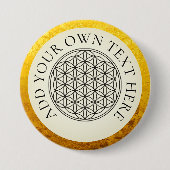 Badge Rond 7,6 Cm FLEURS DE VIE - noir doré (Devant)