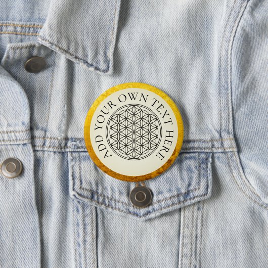 Badge Rond 7,6 Cm FLEURS DE VIE - noir doré (En situation)