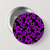 Badge Rond 7,6 Cm Fleurs d'hibiscus hawaïens violets tropicaux (Devant & derrière)