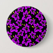 Badge Rond 7,6 Cm Fleurs d'hibiscus hawaïens violets tropicaux (Devant)