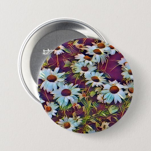 BADGE ROND 7,6 CM FLEURS DU JOUR (Devant & derrière)