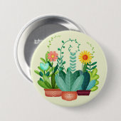 Badge Rond 7,6 Cm Fleurs Joyeuses (Devant & derrière)