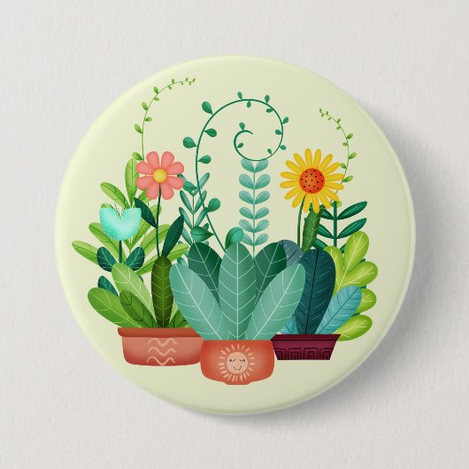 Badge Rond 7,6 Cm Fleurs Joyeuses (Devant)