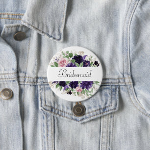 Badge Rond 7,6 Cm Fleurs luxuriantes   Rose violette et rose fête nu