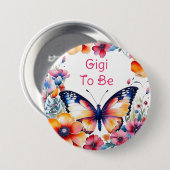 Badge Rond 7,6 Cm Fleurs papillon Baby shower de fille Gigi à être (Devant & derrière)