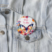 Badge Rond 7,6 Cm Fleurs papillon Baby shower de fille Gigi à être (En situation)