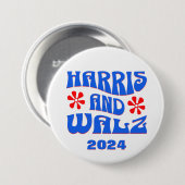 Badge Rond 7,6 Cm Fleurs rétro Harris & Walz (Devant & derrière)