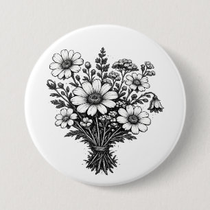 Badge Rond 7,6 Cm Fleurs sauvages vintage art botanique floral linog