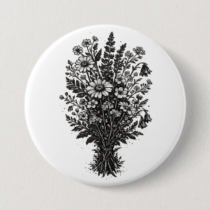 Badge Rond 7,6 Cm Fleurs sauvages vintage art botanique floral linog