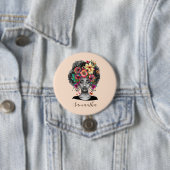 Badge Rond 7,6 Cm Floral Elegant Afro Femme (En situation)