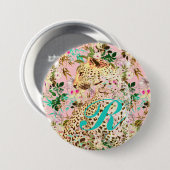 Badge Rond 7,6 Cm Floral empreinte de léopard tropical hawaïen (Devant & derrière)