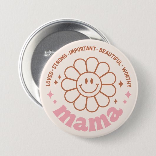 Badge Rond 7,6 Cm Floral Mama (Devant & derrière)