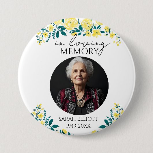 Badge Rond 7,6 Cm floral memory of loved one (Devant)