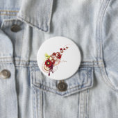 Badge Rond 7,6 Cm Flore avec fleurs rouges et colibri (En situation)