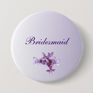 Badge Rond 7,6 Cm Flore Lilac Fleurs Mariage Bridesmaid Pin