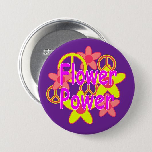 Badge Rond 7,6 Cm Flower power (Devant & derrière)