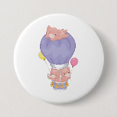 Badge Rond 7,6 Cm Flying Piggies in Hot Air Balloon (Devant)