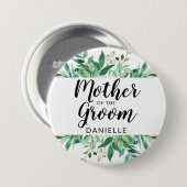 Badge Rond 7,6 Cm Foliage frais Mère de la chambre Monogrammé (Devant & derrière)