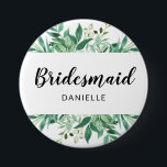 Badge Rond 7,6 Cm Foliage frais Sirène botanique Monogramme<br><div class="desc">Foliage frais Cadre botanique Aquarelle Verdure Vins & Feuilles dans les tons vert et menthe Femme de chambre Monogramme Nom Mariage Mariage Fête Faveur Bouton * Voir ma boutique pour voir toute la collection!</div>