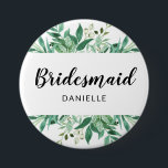 Badge Rond 7,6 Cm Foliage frais Sirène botanique Monogramme<br><div class="desc">Foliage frais Cadre botanique Aquarelle Verdure Vins & Feuilles dans les tons vert et menthe Femme de chambre Monogramme Nom Mariage Mariage Fête Faveur Bouton * Voir ma boutique pour voir toute la collection!</div>