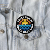 Badge Rond 7,6 Cm Folly Beach, Caroline du Sud (En situation)