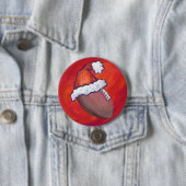 Badge Rond 7,6 Cm Football à Santa Hat sur Rouge (En situation)