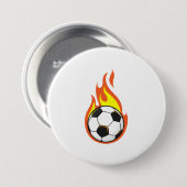 Badge Rond 7,6 Cm Football en feu (Devant & derrière)