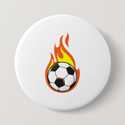 Badge Rond 7,6 Cm Football en feu (Devant)