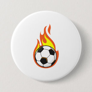 Badge Rond 7,6 Cm Football en feu