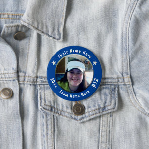 Badge Rond 7,6 Cm Football ou tout esprit sportif Photo bleu