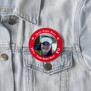 Badge Rond 7,6 Cm Football ou tout sport sportif Spirit Photo Rouge