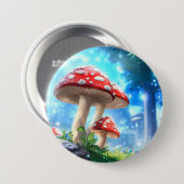 Badge Rond 7,6 Cm Forêt de Champignons (Devant & derrière)