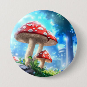 Badge Rond 7,6 Cm Forêt de Champignons