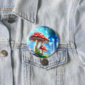 Badge Rond 7,6 Cm Forêt de Champignons (En situation)