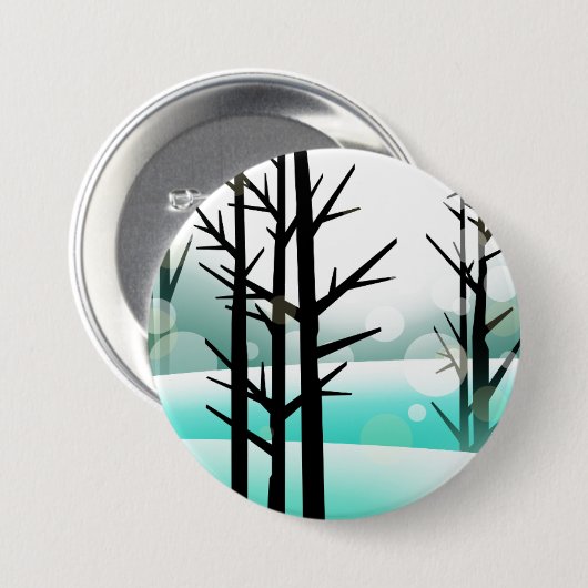 Badge Rond 7,6 Cm Forêt d'hiver (Devant & derrière)