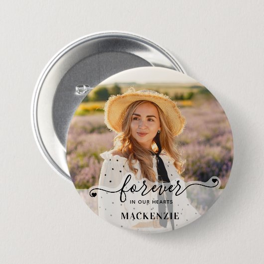 Badge Rond 7,6 Cm Forever in our Hearts - Sympathy Keepsaké (Devant & derrière)