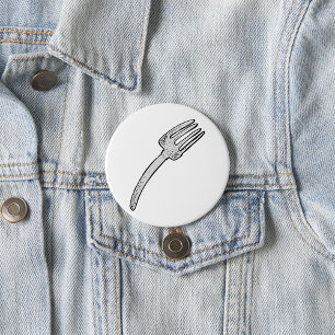 Badge Rond 7,6 Cm Fourchette Rétro Vintage Rustique Couverts Rétro