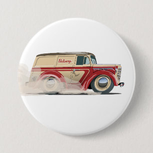 Badge Rond 7,6 Cm Fourgonnette de livraison de dessin animé rétro